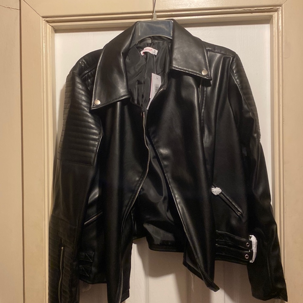 Faux Motto Leather Jacket